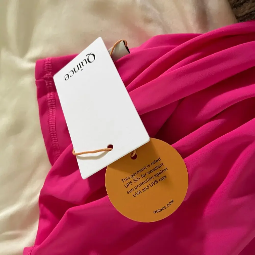 NWT Quince Pink Long Sleeve UPF 50 Rash Guard Sz 8T Swim Bathing Suit